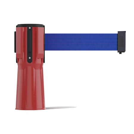 Retractable Belt Barrier Cone Mount Red Case 7.5ft Dk Blu Belt